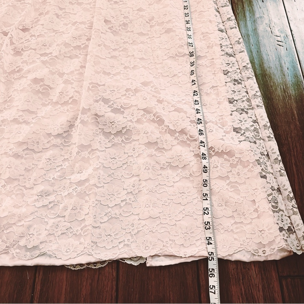 Vintage 80s Petal Pink Lace Maxi Dress 10 Cottagecore Victorian Wedding Coquette - Picture 7 of 13